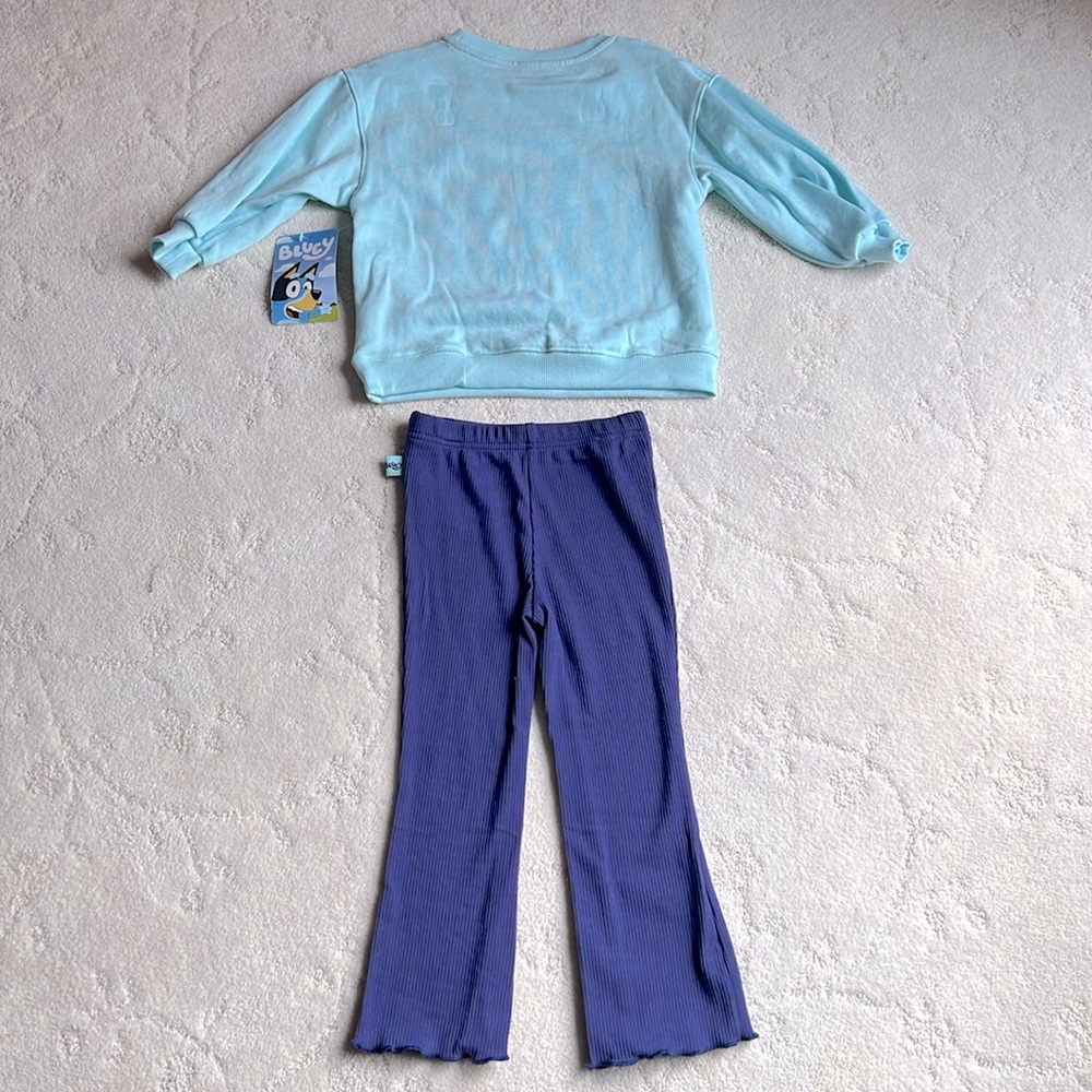 3T GIRLS Bluey Winter Snow ❄️ Sweatshirt w/Matching Pants - Picture 3 of 3